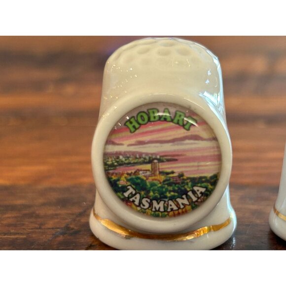 Vintage Collectible Thimbles  Hobart Tasmania Route 66 Montreal  Unique Souvenir - Picture 4 of 7